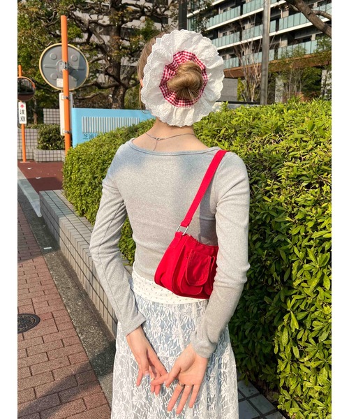 WC（ダブル シー）の「レースポイントギンガムチェックシュシュ（シュシュ・レディース・ブラック/レッド・FREE）」の8枚目の写真