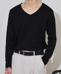 T/Cフライススリムフィット長袖VネックTEE