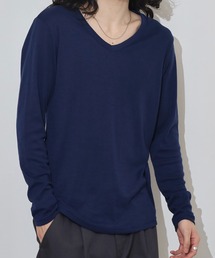 T/Cフライススリムフィット長袖VネックTEE