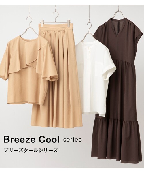 green label relaxing（グリーンレーベルリラクシング）の「［size SHORTあり］Breeze Cool ティアード ワンピース（ワンピース・レディース・その他1/ケリーグリーン/ダークブラウン/ダークグレー・SHORT/FREE）」の5枚目の写真
