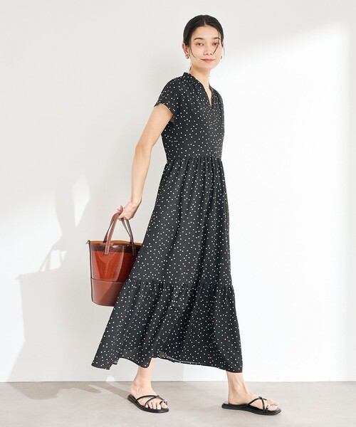 green label relaxing（グリーンレーベルリラクシング）の「［size SHORTあり］Breeze Cool ティアード ワンピース（ワンピース・レディース・その他1/ケリーグリーン/ダークブラウン/ダークグレー・SHORT/FREE）」の10枚目の写真