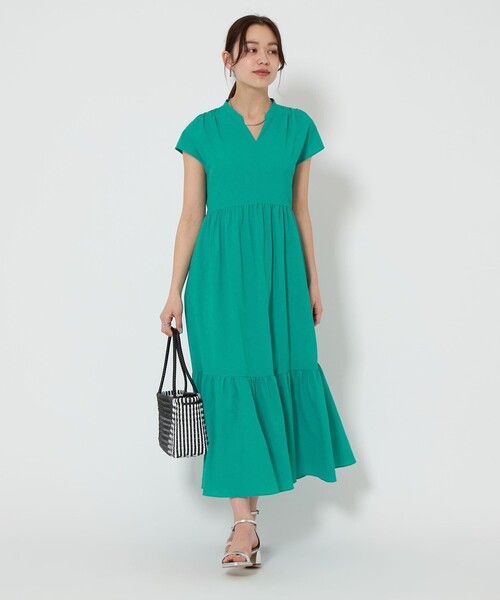 green label relaxing（グリーンレーベルリラクシング）の「［size SHORTあり］Breeze Cool ティアード ワンピース（ワンピース・レディース・その他1/ケリーグリーン/ダークブラウン/ダークグレー・SHORT/FREE）」の22枚目の写真