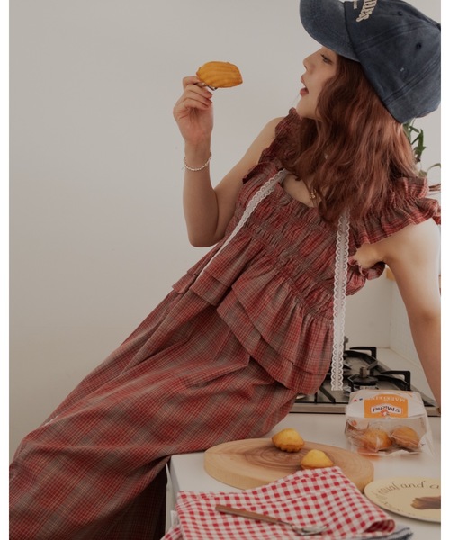 JUMELLE(ジュメロ)の「madras check OP(ワンピース・レディース・ブラック/レッド・MEDIUM/SMALL)」の2枚目の写真