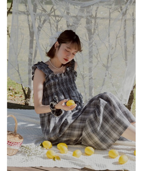 JUMELLE(ジュメロ)の「madras check OP(ワンピース・レディース・ブラック/レッド・MEDIUM/SMALL)」の3枚目の写真