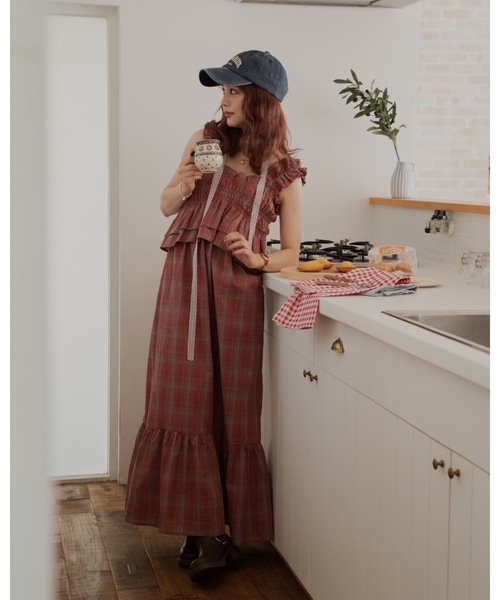 JUMELLE(ジュメロ)の「madras check OP(ワンピース・レディース・ブラック/レッド・MEDIUM/SMALL)」の8枚目の写真