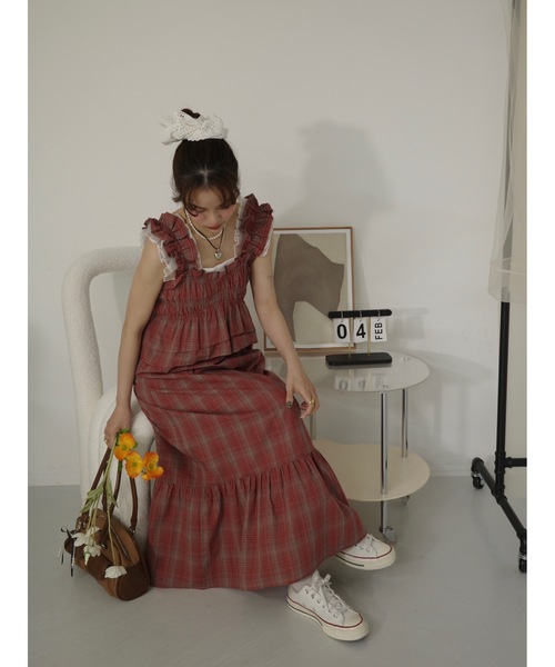 JUMELLE(ジュメロ)の「madras check OP(ワンピース・レディース・ブラック/レッド・MEDIUM/SMALL)」の11枚目の写真