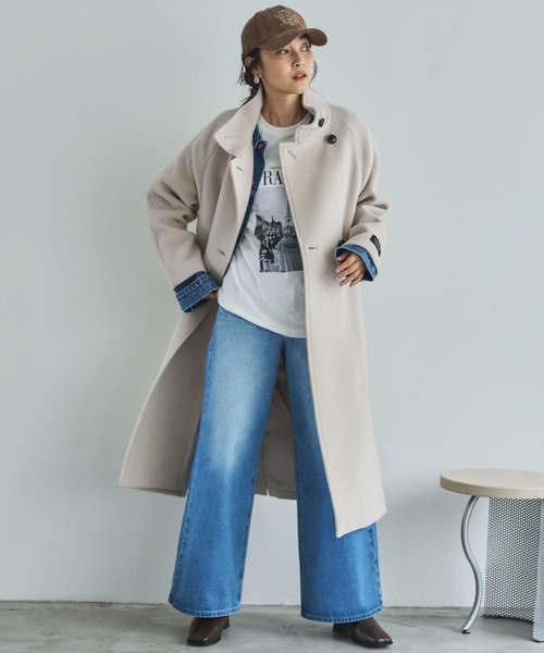 Doux archives(ドゥアルシーヴ)の「スタンドカラーコート(その他アウター・レディース・チャコールグレー/ブラック/アイボリー/キャメル・SMALL/MEDIUM)」の2枚目の写真