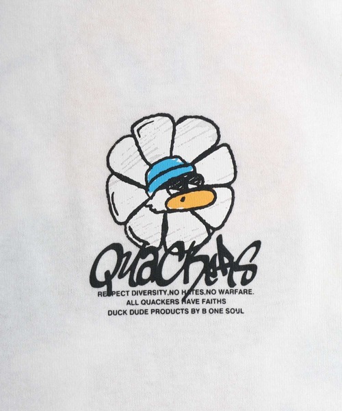 Duck Dude（ダックデュード）の「DUCK DUDE/ダックデュード イラストフラワー フロント バックプリント半袖Tシャツ レディース メンズ（Tシャツ/カットソー・レディース・ブラック/ブラック系その他/ホワイト/ホワイト系その他・M/L/LL）」の18枚目の写真