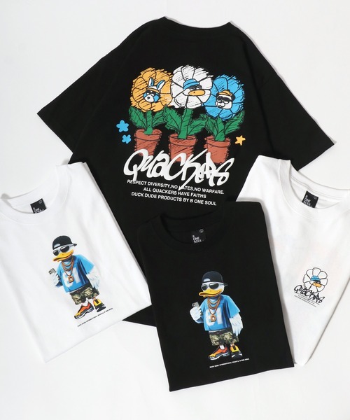 Duck Dude（ダックデュード）の「DUCK DUDE/ダックデュード イラストフラワー フロント バックプリント半袖Tシャツ レディース メンズ（Tシャツ/カットソー・レディース・ブラック/ブラック系その他/ホワイト/ホワイト系その他・M/L/LL）」の20枚目の写真