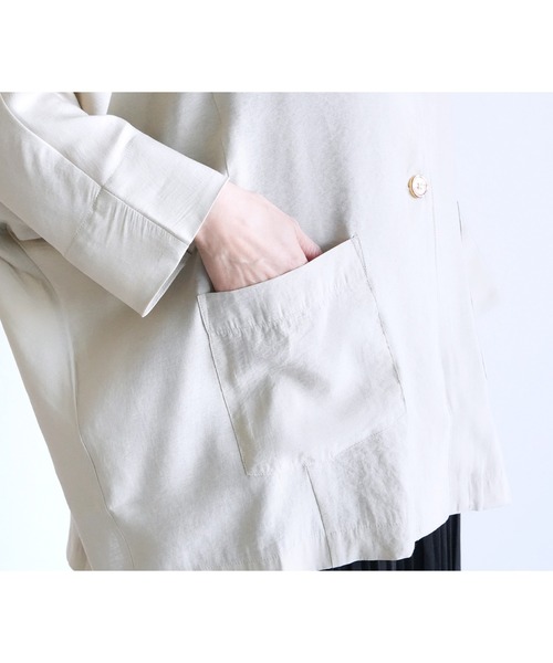 reca（レカ）の「シアードルマンジャケット（ノーカラージャケット・レディース・ブラック/ベージュ・FREE）」の21枚目の写真