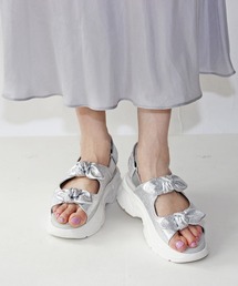 Fin | ダブルリボン厚底ベルクロスポーツサンダル【低反発スポンジ入り】(サンダル)