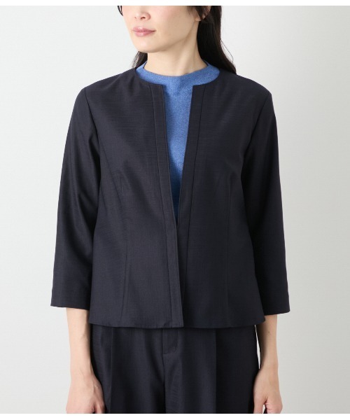 NEWYORKER(ニューヨーカー)の「【ウォッシャブル】リネンライクストレッチ ノーカラーブラウス(シャツ/ブラウス・レディース・ネイビー/グレイッシュベージュ・9号/11号)」の11枚目の写真