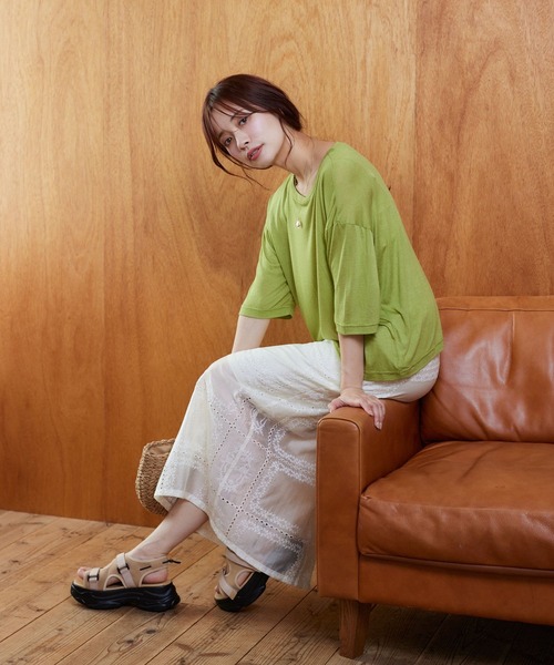 mysty woman（ミスティウーマン）の「パッチワークナロースカート 571302（スカート・レディース・オフホワイト/ブラック・FREE）」の4枚目の写真