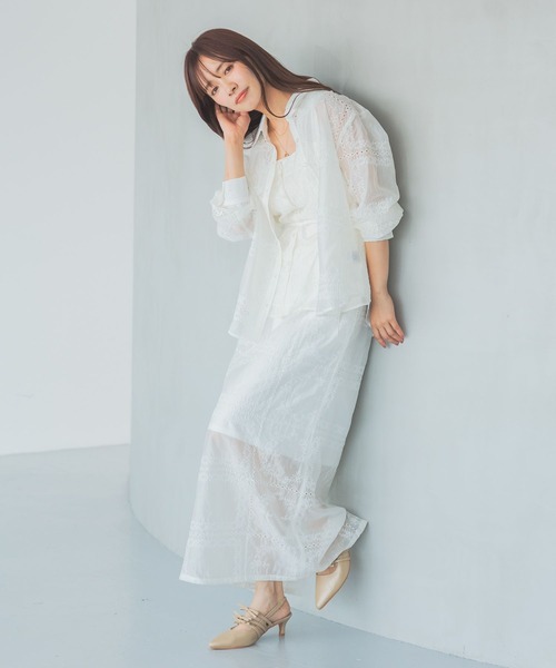 mysty woman（ミスティウーマン）の「パッチワークナロースカート 571302（スカート・レディース・オフホワイト/ブラック・FREE）」の10枚目の写真