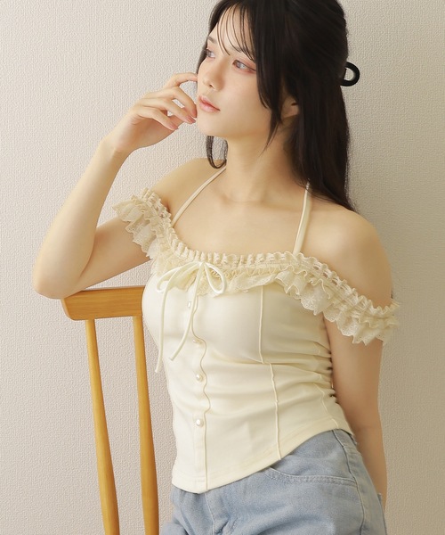 M DOLLY(エムドリー)の「lace ribbon halter neck tops/レースリボンホルターネックトップス(その他トップス・レディース・ブラック/アイボリー・S/M)」の18枚目の写真
