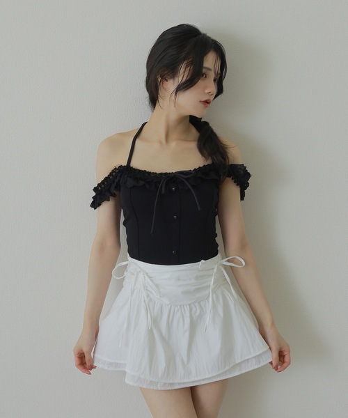 M DOLLY(エムドリー)の「lace ribbon halter neck tops/レースリボンホルターネックトップス(その他トップス・レディース・ブラック/アイボリー・S/M)」の9枚目の写真