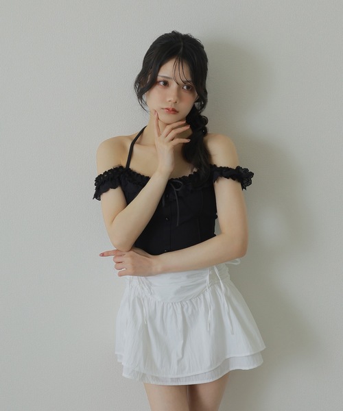 M DOLLY(エムドリー)の「lace ribbon halter neck tops/レースリボンホルターネックトップス(その他トップス・レディース・ブラック/アイボリー・S/M)」の13枚目の写真