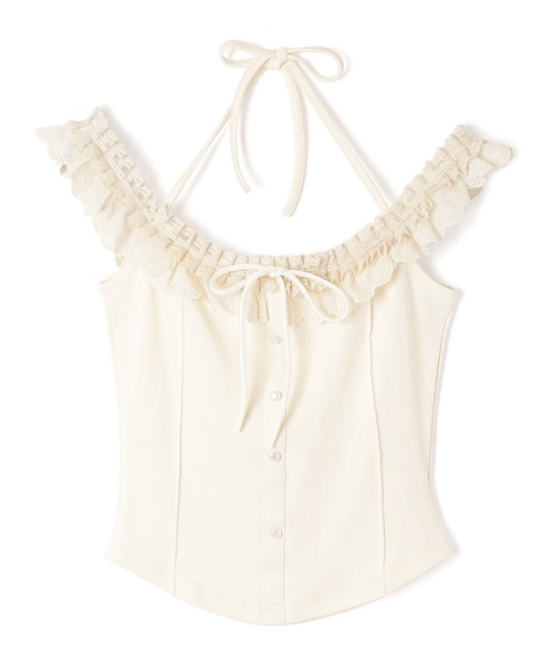 M DOLLY(エムドリー)の「lace ribbon halter neck tops/レースリボンホルターネックトップス(その他トップス・レディース・ブラック/アイボリー・S/M)」の5枚目の写真