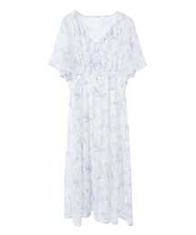 花柄シフォンフロントピンタックワンピース(取り扱い店舗限定)