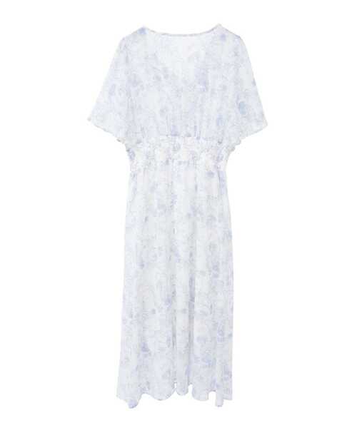 SOFFITTO（ソフィット）の「花柄シフォンフロントピンタックワンピース(取り扱い店舗限定)（ワンピース・レディース・ブルー/グレー・FREE）」の3枚目の写真