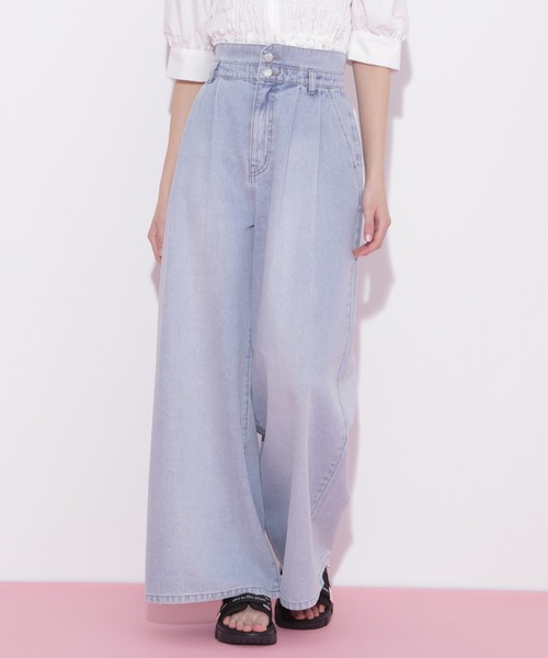 セール】◇タックワイドライトデニムパンツ（デニムパンツ）｜JILL by