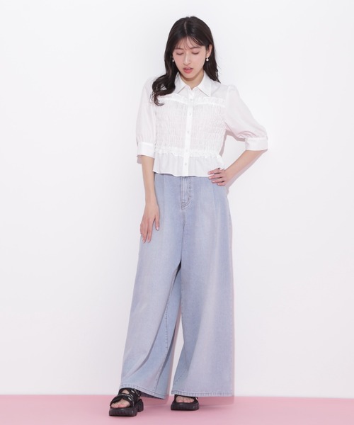 セール】◇タックワイドライトデニムパンツ（デニムパンツ）｜JILL by