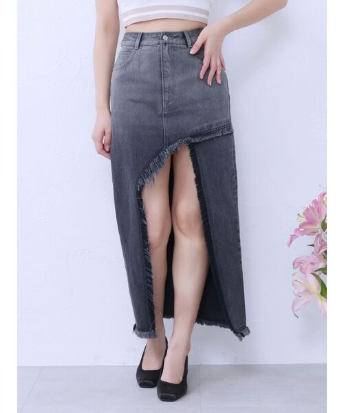 EATME（イートミー）の「カットオフスリットデニムスカート（デニムスカート・レディース・ブルー/ライトブルー/ブラック・MEDIUM/SMALL）」の13枚目の写真