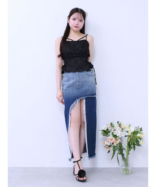 EATME（イートミー）の「カットオフスリットデニムスカート（デニムスカート・レディース・ブルー/ライトブルー/ブラック・MEDIUM/SMALL）」の14枚目の写真