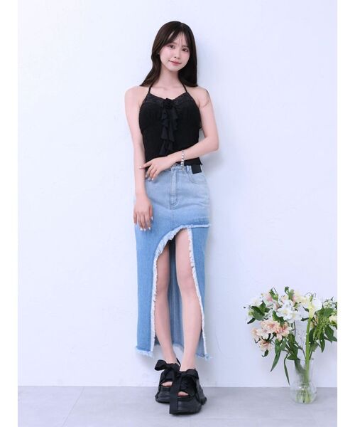 EATME（イートミー）の「カットオフスリットデニムスカート（デニムスカート・レディース・ブルー/ライトブルー/ブラック・MEDIUM/SMALL）」の17枚目の写真