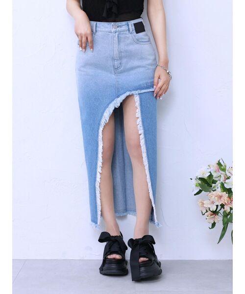 EATME（イートミー）の「カットオフスリットデニムスカート（デニムスカート・レディース・ブルー/ライトブルー/ブラック・MEDIUM/SMALL）」の18枚目の写真