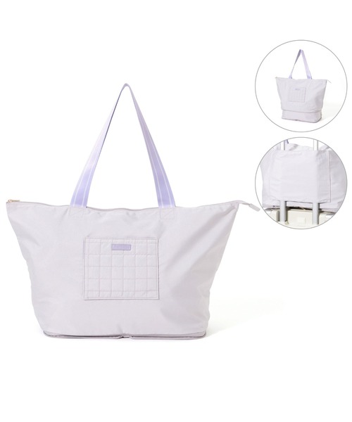 ポップステッチキルト キャリーオントート ライトグレー 撥水加工 旅行