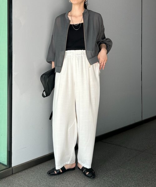 Jena espace merveilleux（ジェナ　エスパスメルヴェイユ）の「リネンカーブパンツ（その他パンツ・レディース・チャコールグレー/アイボリー/カーキ・FREE）」の5枚目の写真
