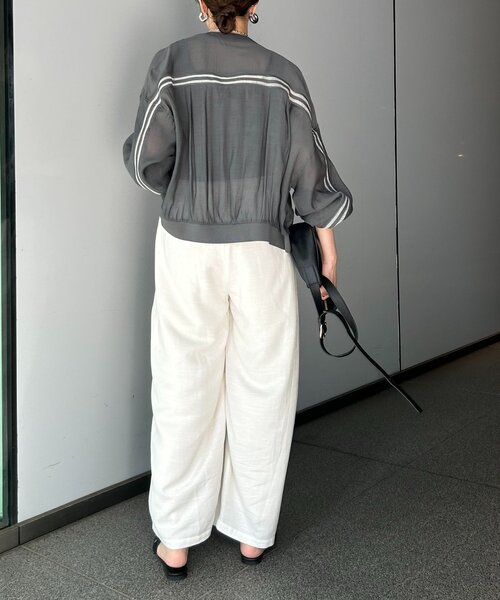 Jena espace merveilleux（ジェナ　エスパスメルヴェイユ）の「リネンカーブパンツ（その他パンツ・レディース・チャコールグレー/アイボリー/カーキ・FREE）」の7枚目の写真