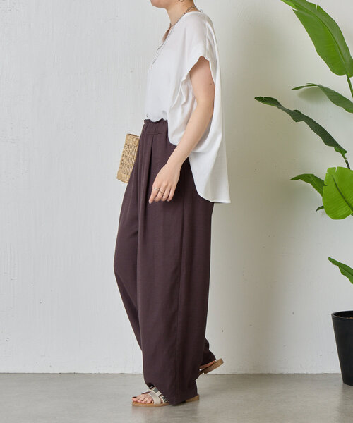 Jena espace merveilleux（ジェナ　エスパスメルヴェイユ）の「リネンカーブパンツ（その他パンツ・レディース・チャコールグレー/アイボリー/カーキ・FREE）」の14枚目の写真