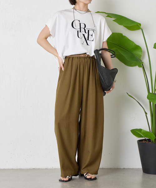 Jena espace merveilleux（ジェナ　エスパスメルヴェイユ）の「リネンカーブパンツ（その他パンツ・レディース・チャコールグレー/アイボリー/カーキ・FREE）」の21枚目の写真