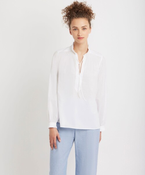 agnes b.（アニエスベー）の「コットン プリーツ 長袖 ブラウス "Tiziano"（シャツ/ブラウス・レディース・ホワイト・2/1/3）」の2枚目の写真