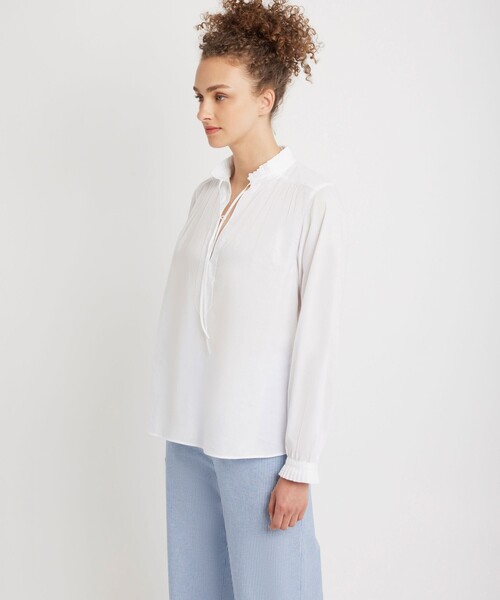 agnes b.（アニエスベー）の「コットン プリーツ 長袖 ブラウス "Tiziano"（シャツ/ブラウス・レディース・ホワイト・2/1/3）」の3枚目の写真