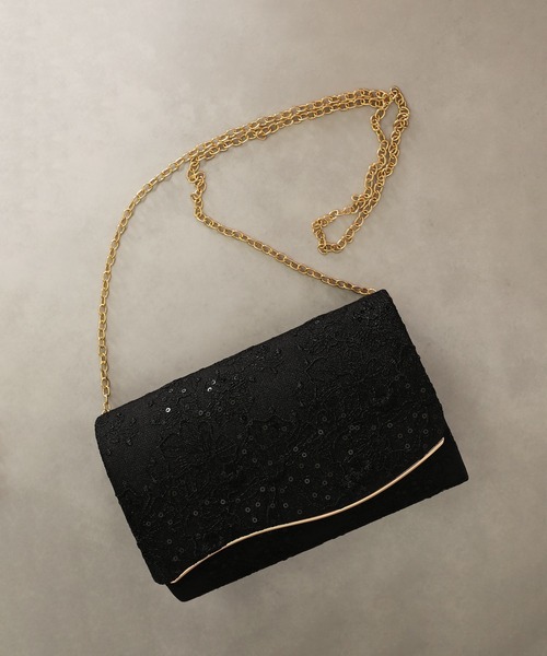 Kana（カナ）の「スパンコールレース刺繍 パーティーバッグ 結婚式 お呼ばれ オケージョン（ショルダーバッグ・レディース・ブラック/ベージュ・フリー）」の17枚目の写真