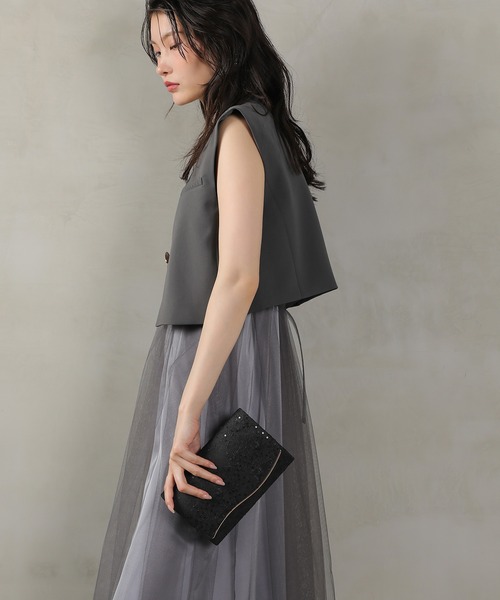 Kana（カナ）の「スパンコールレース刺繍 パーティーバッグ 結婚式 お呼ばれ オケージョン（ショルダーバッグ・レディース・ブラック/ベージュ・フリー）」の9枚目の写真