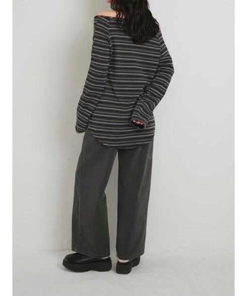 zozo限定】ストライプ オフショルダートップス オフショル 長袖