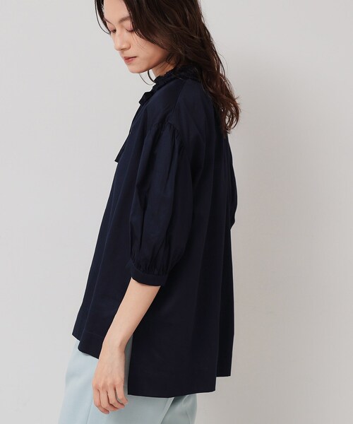 Sunauna（スーナウーナ）の「【シャーリング／チュニック】スキッパーブラウス（シャツ/ブラウス・レディース・ネイビー/オフホワイト/ブルー・38）」の18枚目の写真