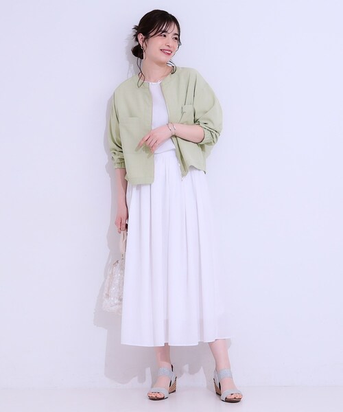 DRESKIP(ドレスキップ)の「【洗える/S-LL/ひんやり/UV】さらりと羽織れる 麻調ZIPブルゾン(ブルゾン・レディース・ネイビー/グリーン系/オフホワイト・04/01/02/03)」の14枚目の写真