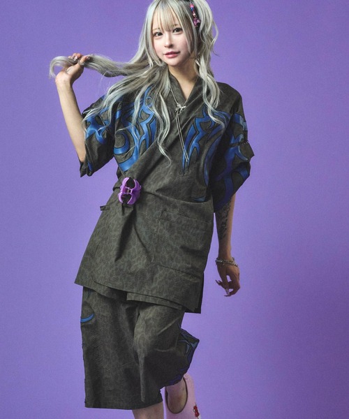 GALFY(ガルフィー)の「GALFY-部族長甚平(シャツ/ブラウス・メンズ・グレー/ブラック/ホワイト・L/XL)」の3枚目の写真