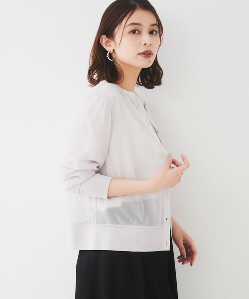 UNTITLED（アンタイトル）の「【洗える/ストレッチ性/短丈】クルーネックシアーカーディガン（カーディガン/ボレロ・レディース・ブラック/オフホワイト/ライトグレー・44/48/00/02/04）」の17枚目の写真