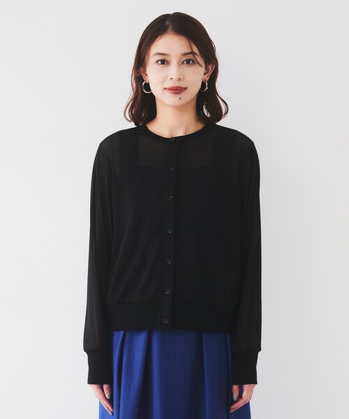 UNTITLED（アンタイトル）の「【洗える/ストレッチ性/短丈】クルーネックシアーカーディガン（カーディガン/ボレロ・レディース・ブラック/オフホワイト/ライトグレー・44/48/00/02/04）」の10枚目の写真