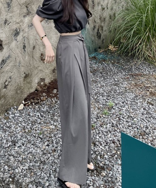 shoppinggo(ショッピングゴー)の「夏服 ワイドパンツ テーパードパンツ(スラックス・レディース・ブラック/グレー・M/L)」の12枚目の写真