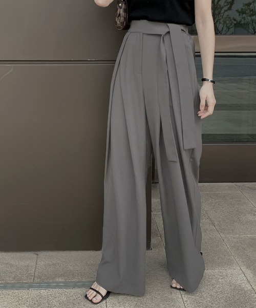 shoppinggo(ショッピングゴー)の「夏服 ワイドパンツ テーパードパンツ(スラックス・レディース・ブラック/グレー・M/L)」の14枚目の写真