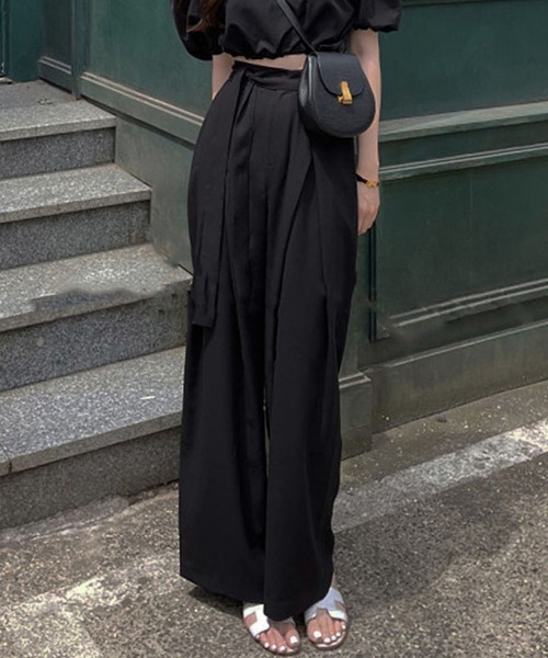 shoppinggo(ショッピングゴー)の「夏服 ワイドパンツ テーパードパンツ(スラックス・レディース・ブラック/グレー・M/L)」の8枚目の写真