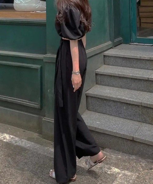 shoppinggo(ショッピングゴー)の「夏服 ワイドパンツ テーパードパンツ(スラックス・レディース・ブラック/グレー・M/L)」の9枚目の写真
