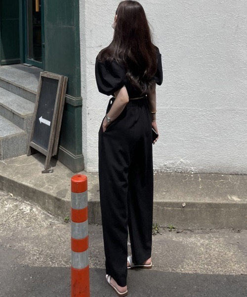shoppinggo(ショッピングゴー)の「夏服 ワイドパンツ テーパードパンツ(スラックス・レディース・ブラック/グレー・M/L)」の10枚目の写真